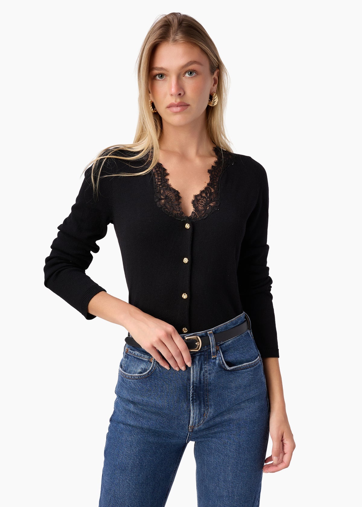 EIRENE LIGHTWEIGHT KNIT CARDIGAN BLACK