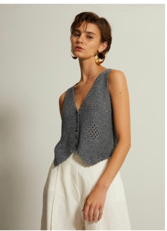 Mesh Vest w/ Crochet Diamond Detail