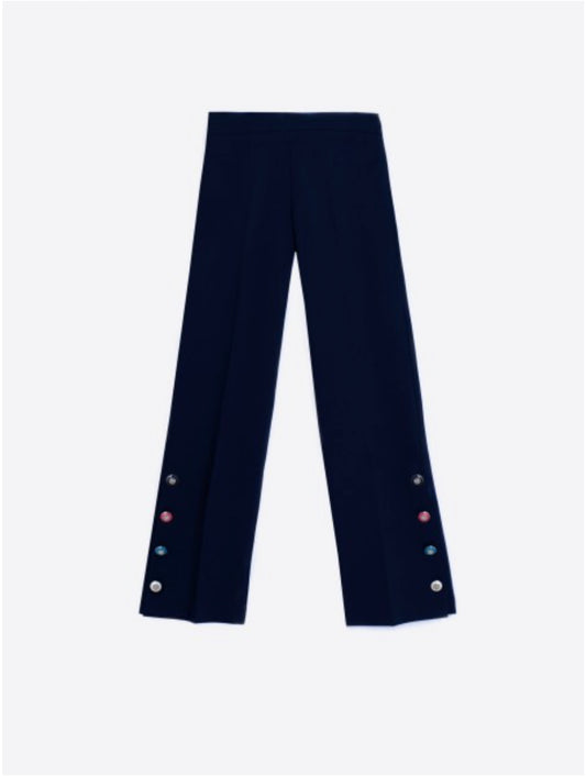 TROUSER MIKAELA NAVY KNIT PERFECT FIT