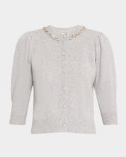 Rhinestone-Trim Cashmere Cardigan