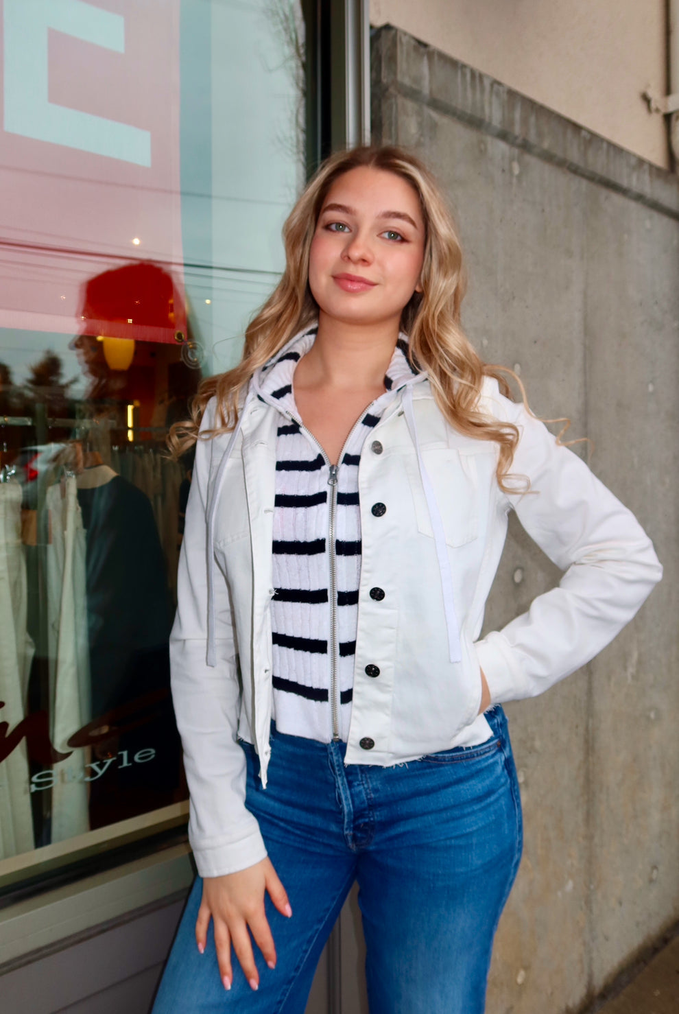 strapless open back dress Jean Jacket with Dickey – Red Boutiques