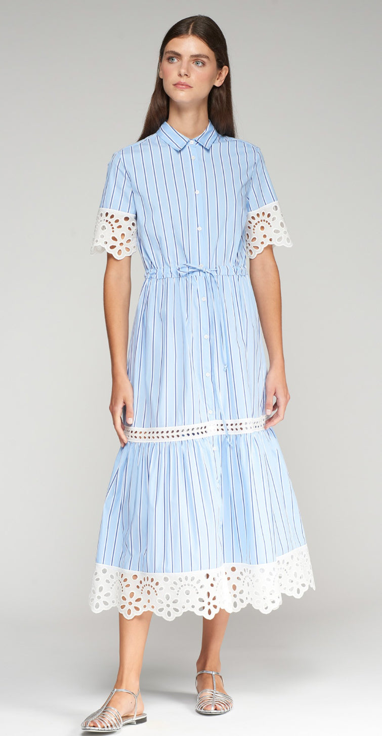 open lace back dress Dress Laura Azul Rayas