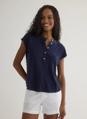Short Sleeve Placket Pullover