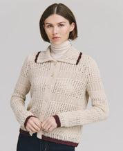 Pointelle Tipped Collared Jacket