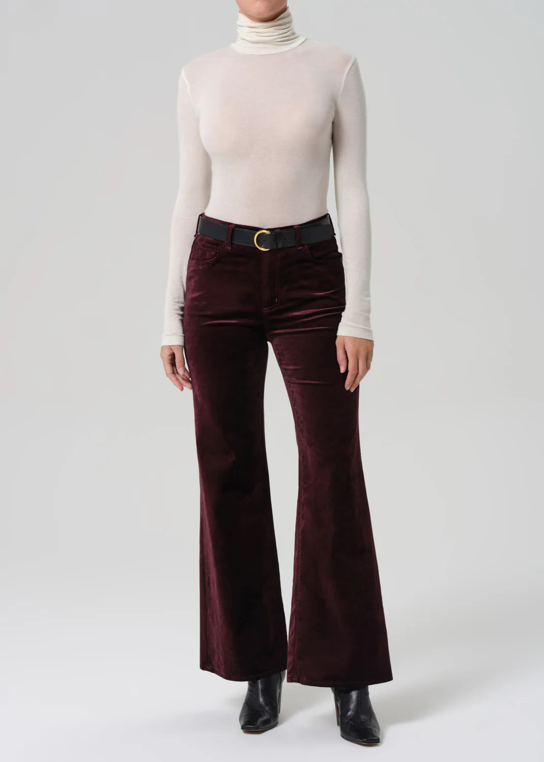 Kimberly 70's Flare Velvet | Burgundy