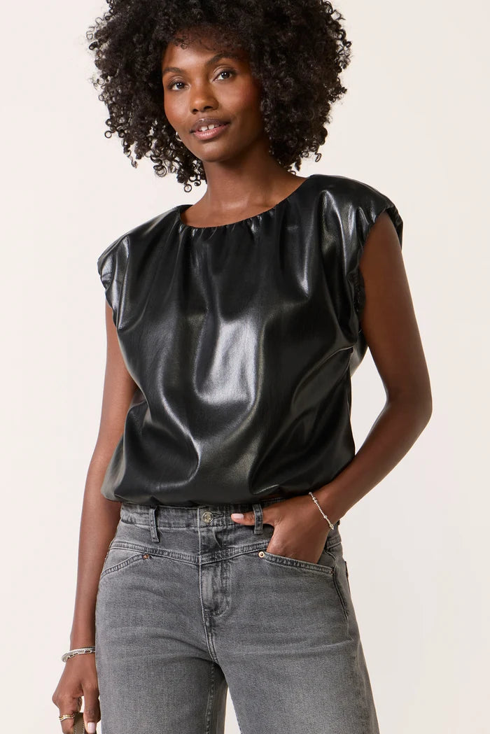 Radona Faux Leather Bubble Top