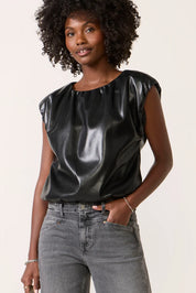Radona Faux Leather Bubble Top