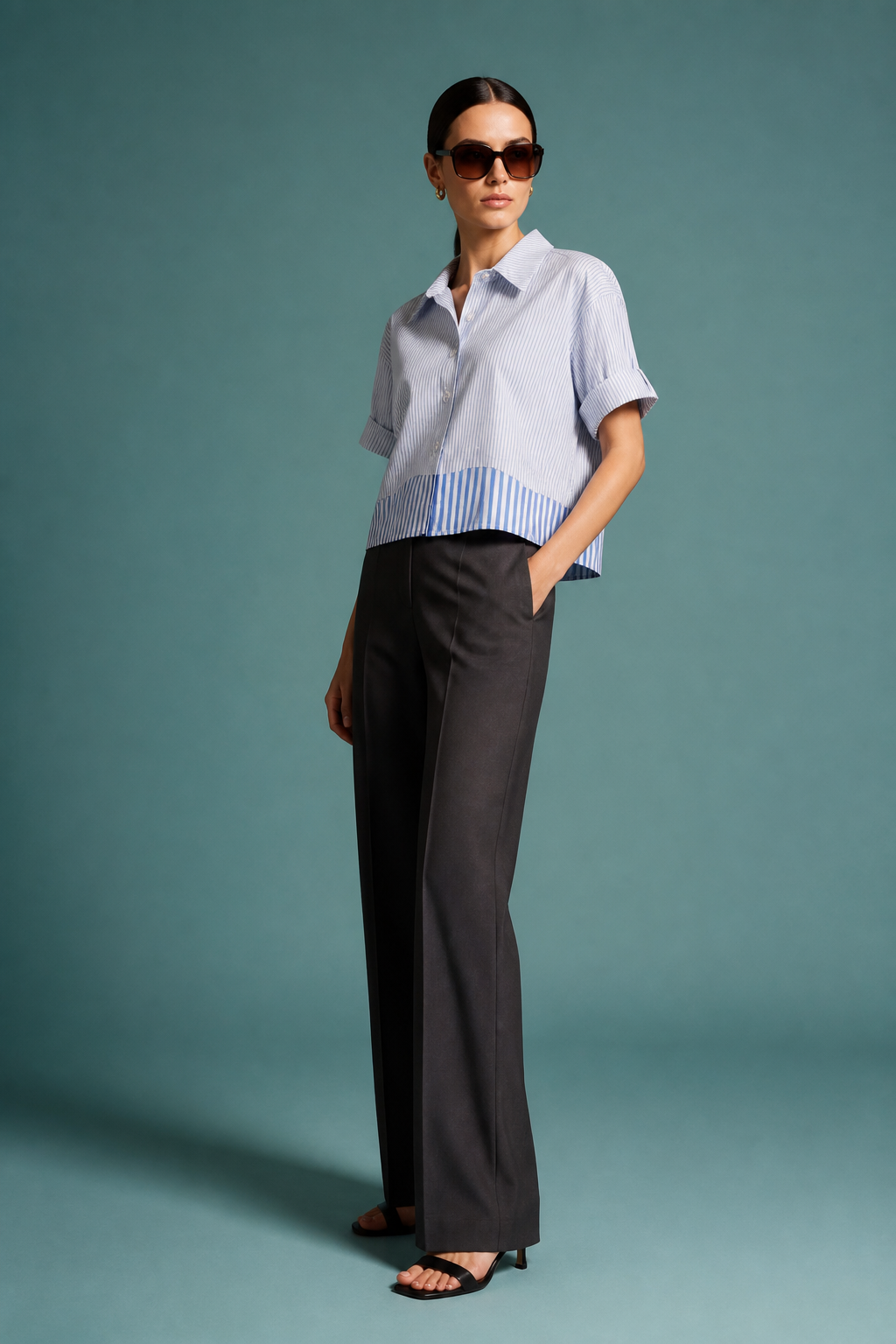 Striped Short Sleeve Button Down
