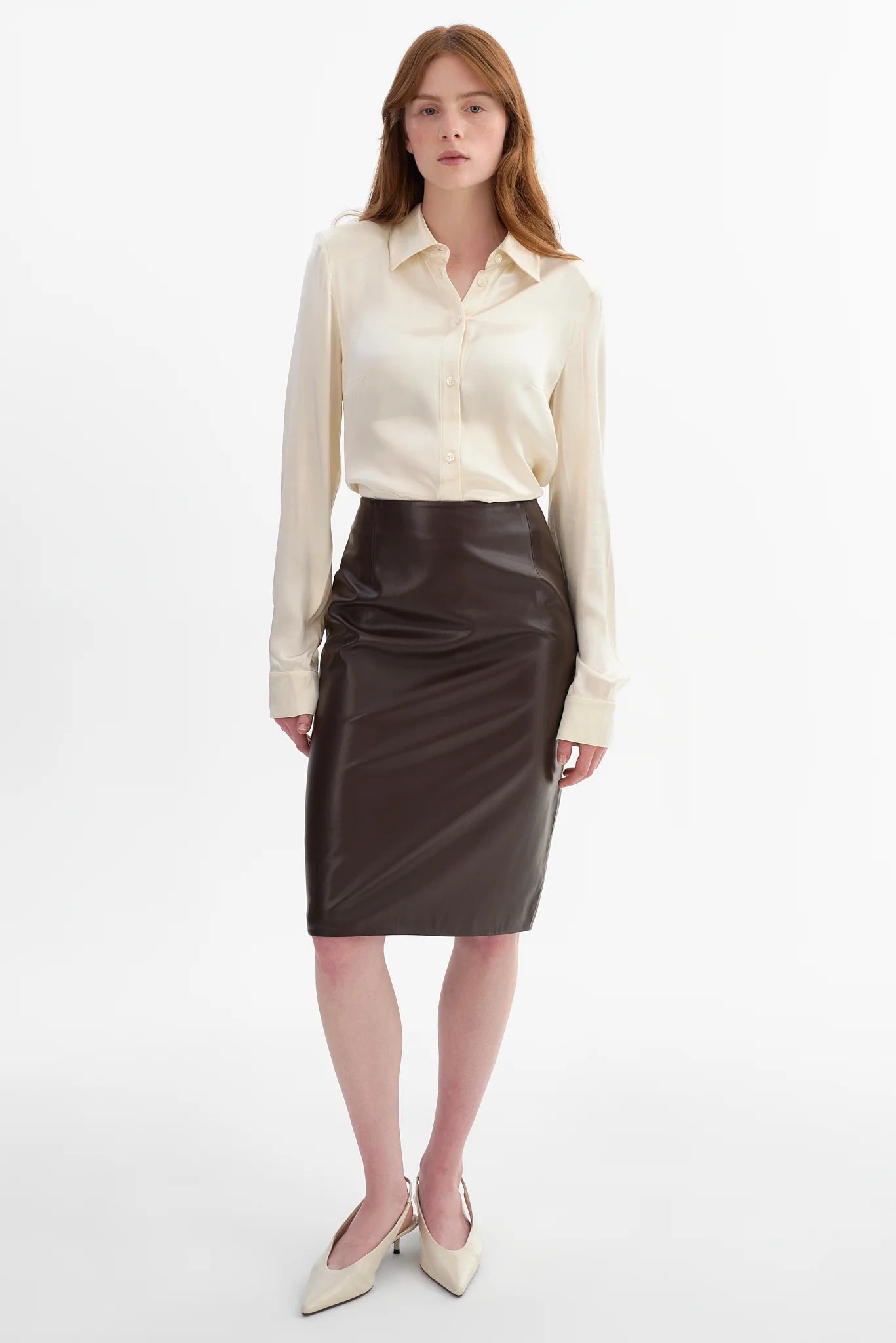 LUCIANA | Faux Leather Pencil Skirt