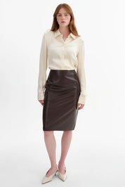 LUCIANA | Faux Leather Pencil Skirt
