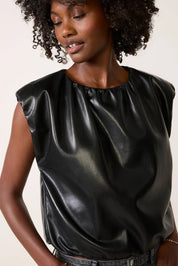 Radona Faux Leather Bubble Top