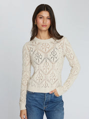 Diamond Stitch Open Pointelle Crew