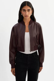 EVELIN | FAUX LEATHER CROPPED BOMBER