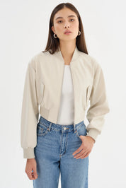 EVELIN | FAUX LEATHER CROPPED BOMBER