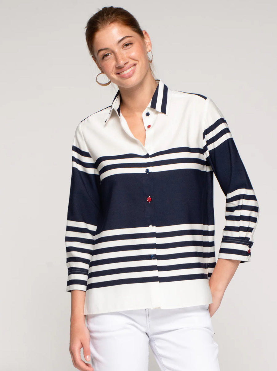 TIFFANY SHIRT | NAVY RAYAS