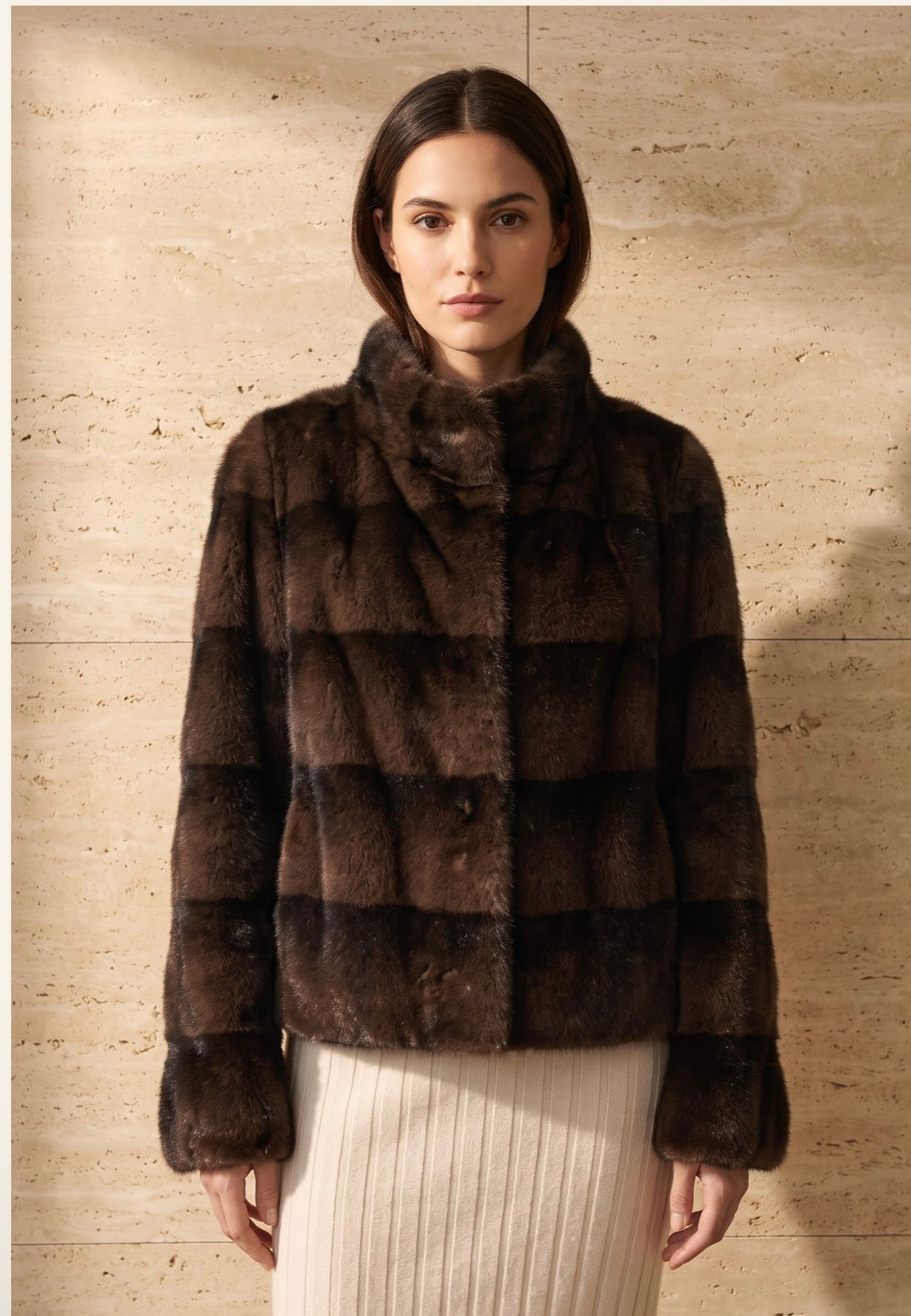 Faux Mink Panel Jacket