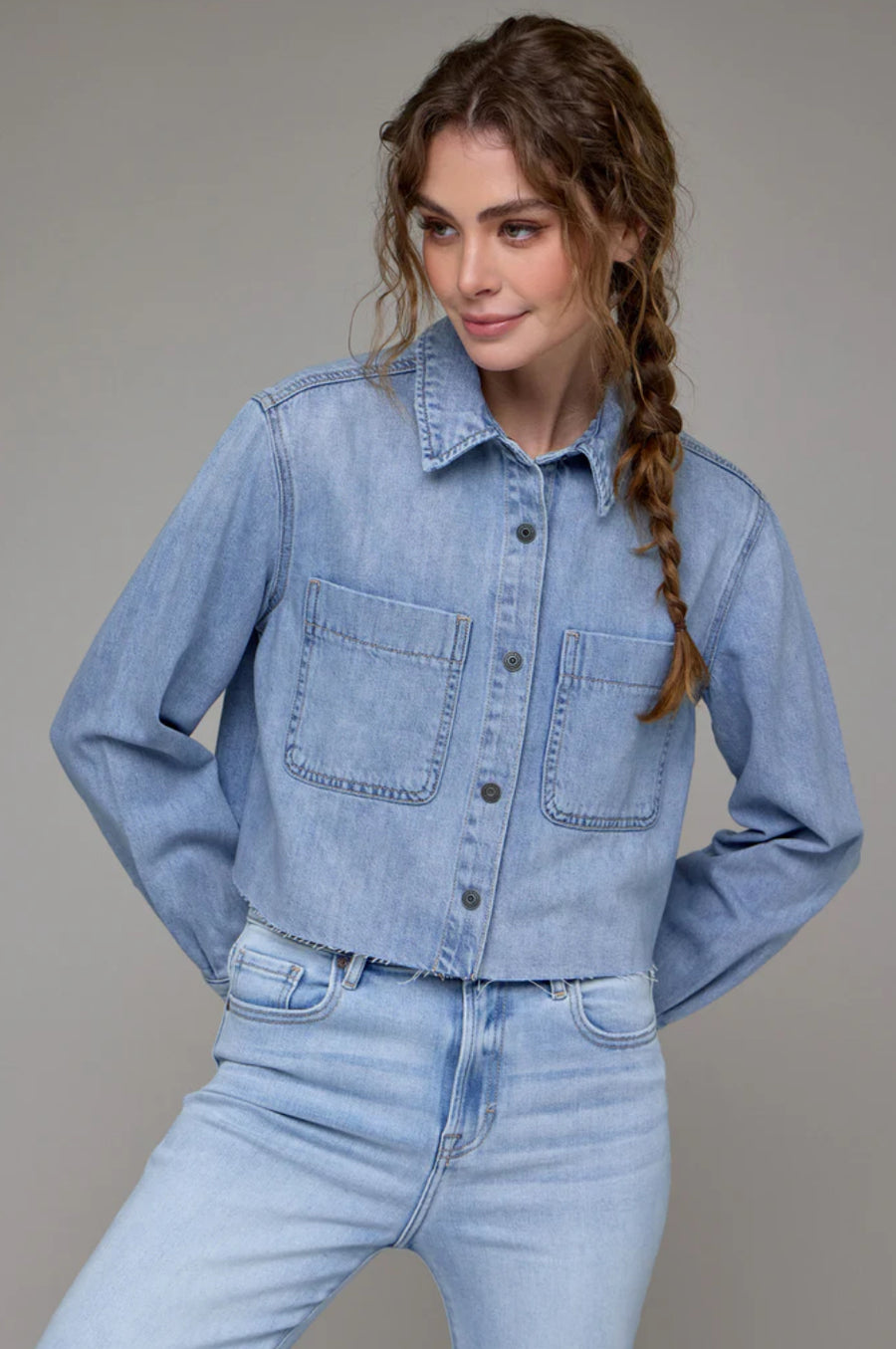 Cropped Denim Shirt | Vintage Wash