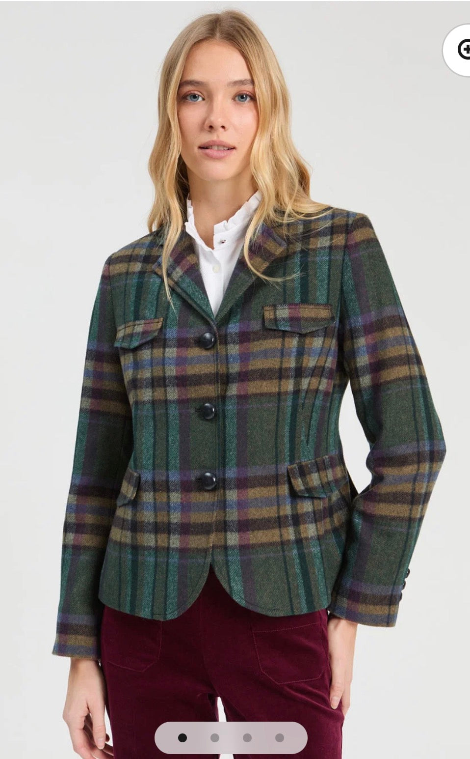 Green and Burgundy Checkered Jacket