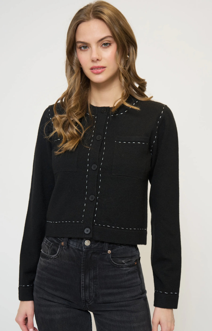 Crystal Lurex Whipstitch Cardi