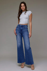 Happi High Rise 33” Inseam Comfort Flare | Dark Wash