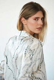 Daria French Cuff Silk Blouse - White Chain