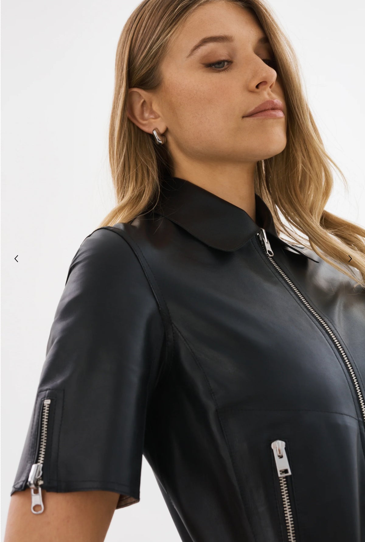 Sevana Reversible Short-Sleeve Leather Jacket