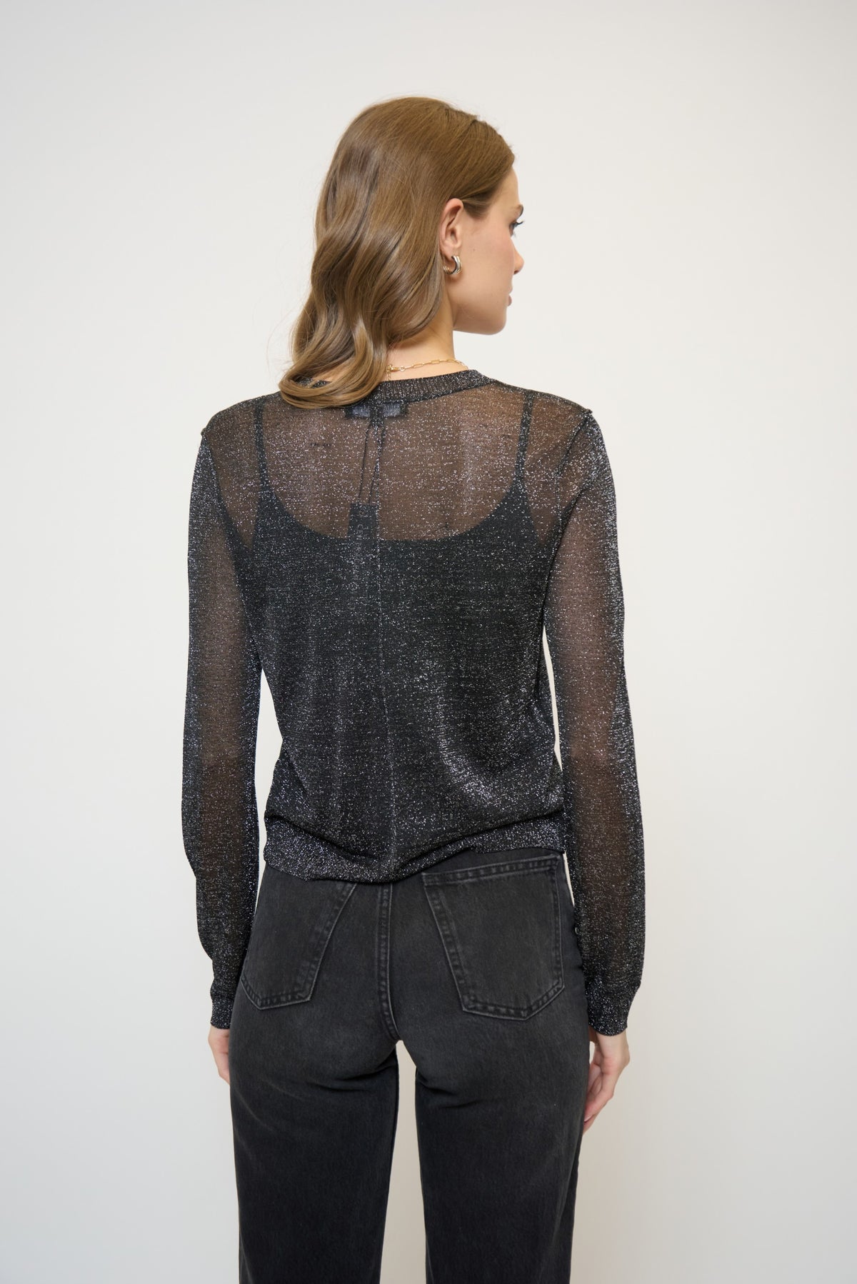 COLETTE SHEER LUREX CARDIGAN WITH CAMI