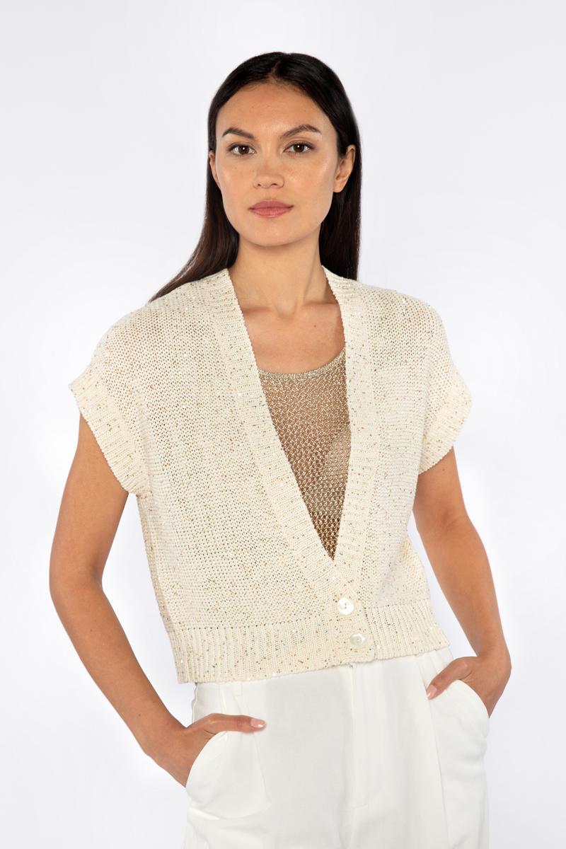 SEQUIN CAP SLEEVE CARDIGAN