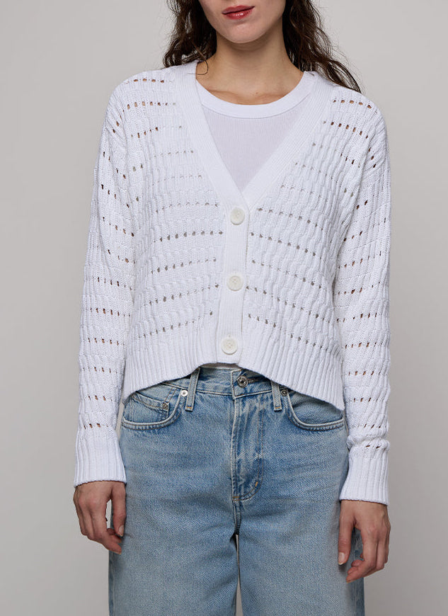 Cropped Boxy Broken Rib Stitch Cardigan