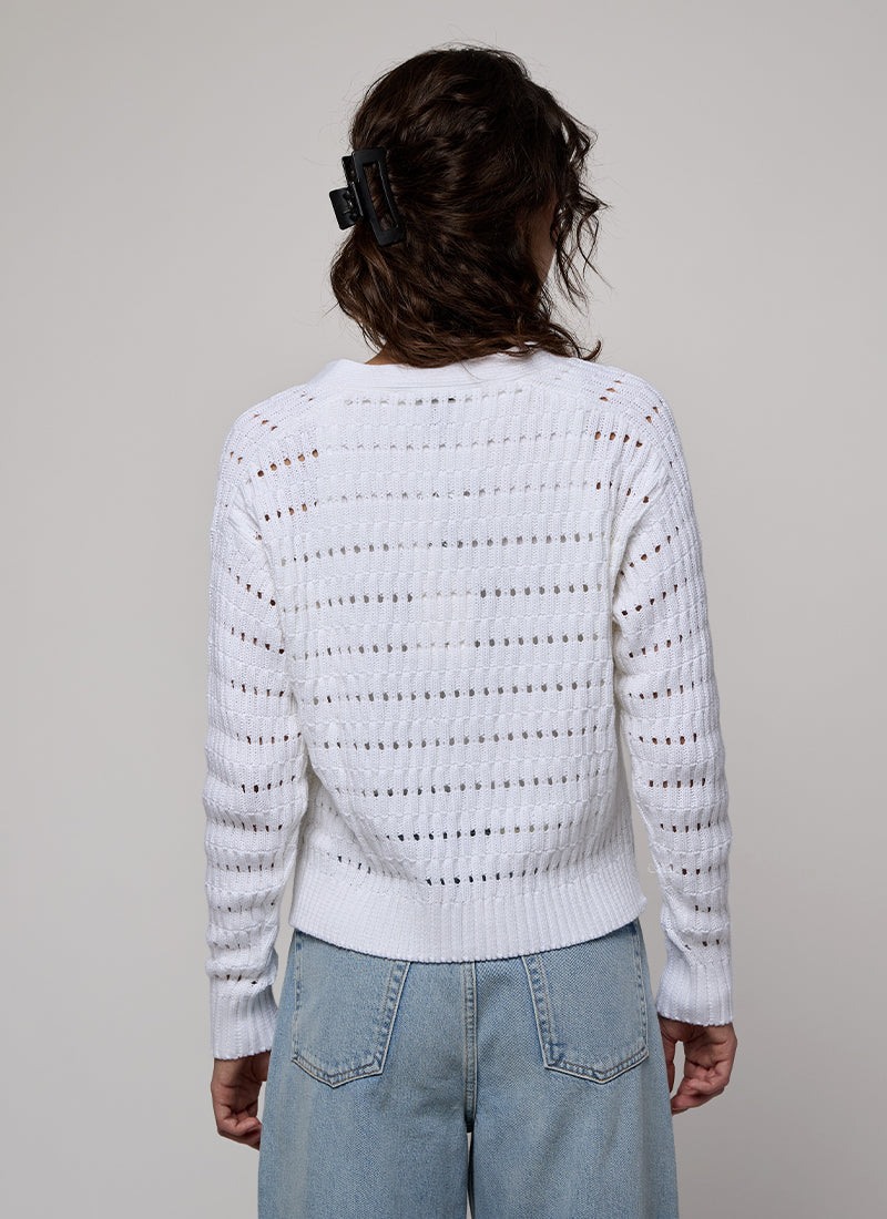 Cropped Boxy Broken Rib Stitch Cardigan