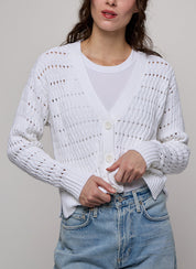 Cropped Boxy Broken Rib Stitch Cardigan