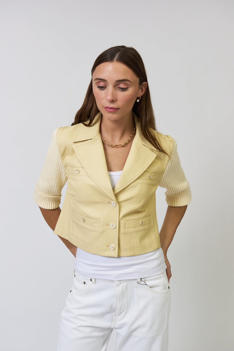 Ophelia Cropped Vegan Sweater Jacket