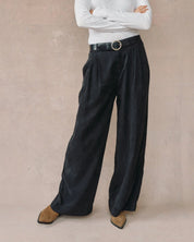 Double Pleated Wide Leg High Waist Pant
