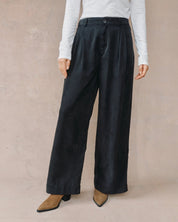 Double Pleated Wide Leg High Waist Pant