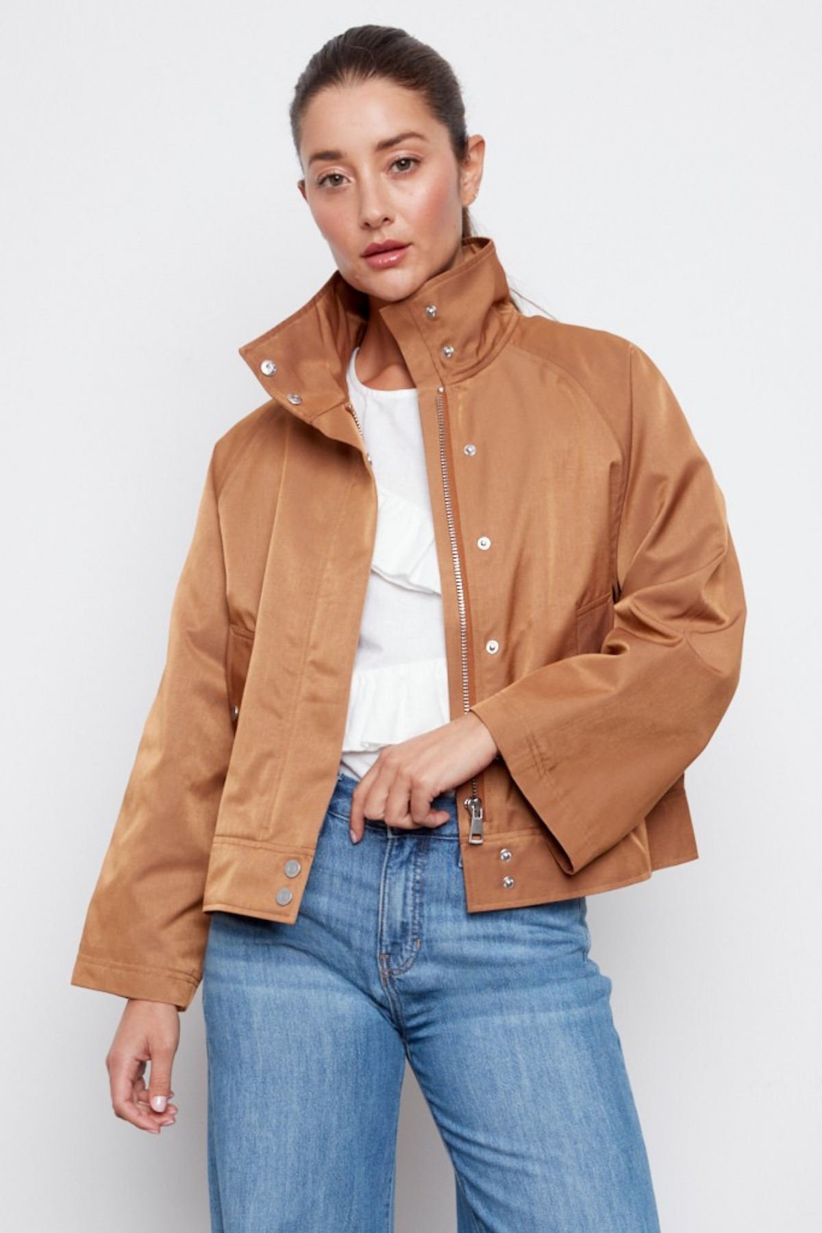 Clarke Funnel-neck Jacket With Zip Closure - Ginger