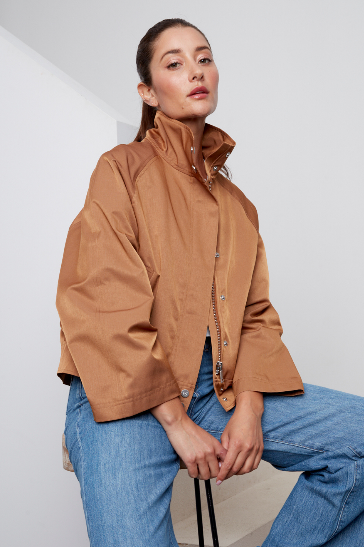 Clarke Funnel-neck Jacket With Zip Closure - Ginger