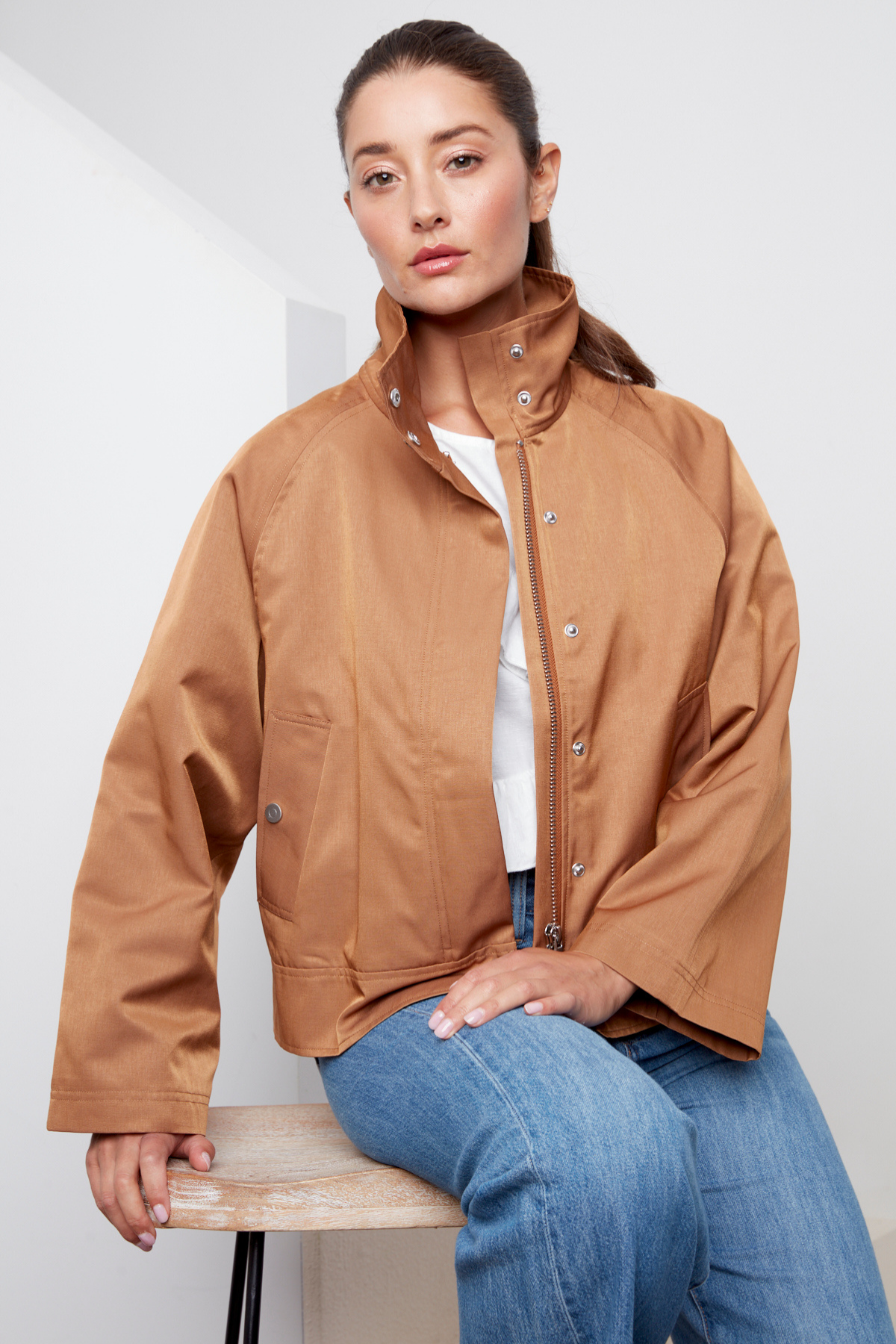 Clarke Funnel-neck Jacket With Zip Closure - Ginger