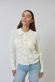 Allie Mixed Stitch Button Down Sweater