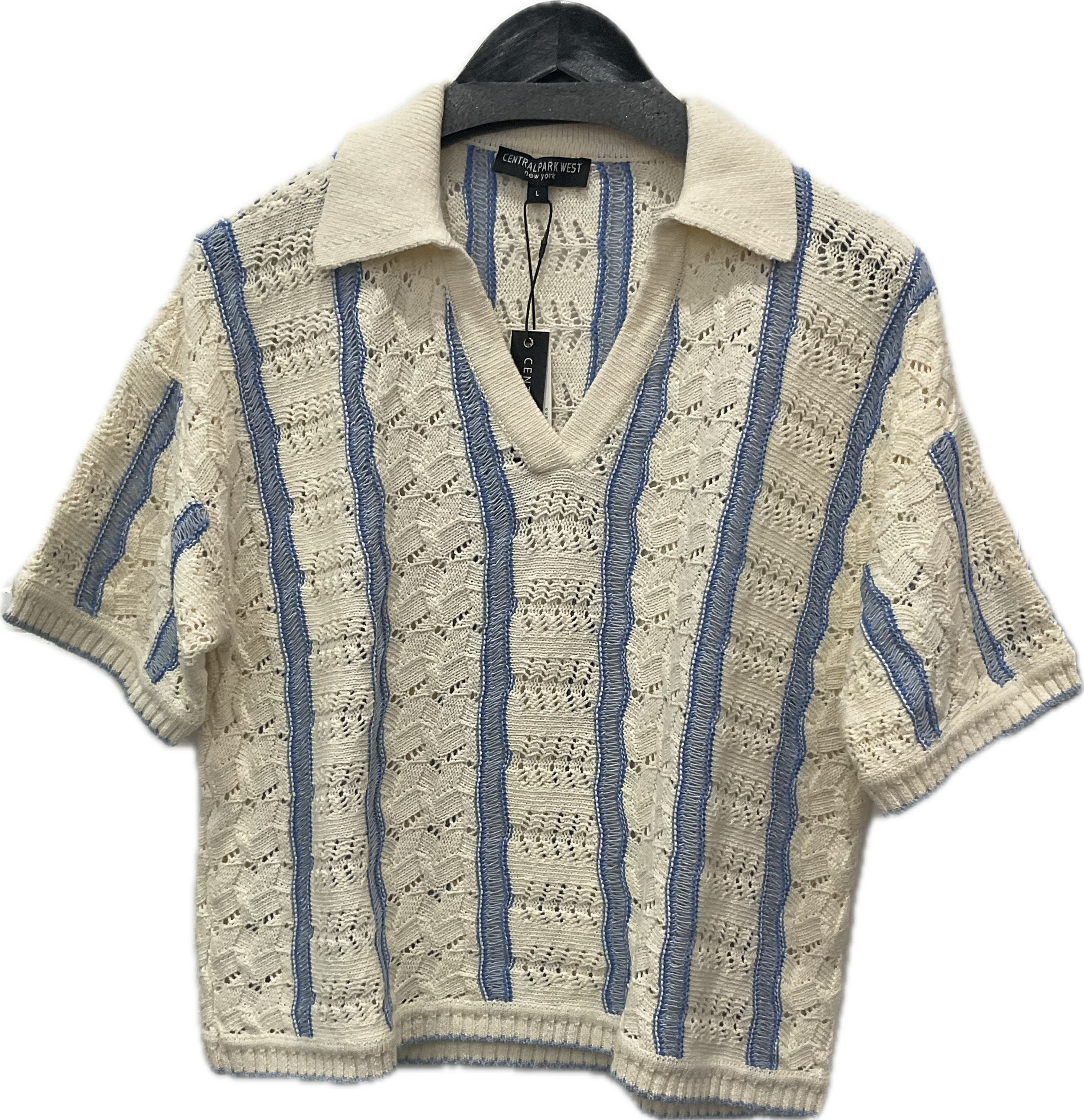 Central Park West Women's Novelty Stitch Polo Pullover Top