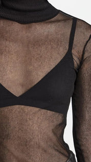 Mesh Cuffed Turtleneck