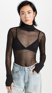 Mesh Cuffed Turtleneck