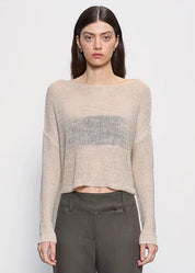 LINEN OPEN KNIT BATEAU SWEATER