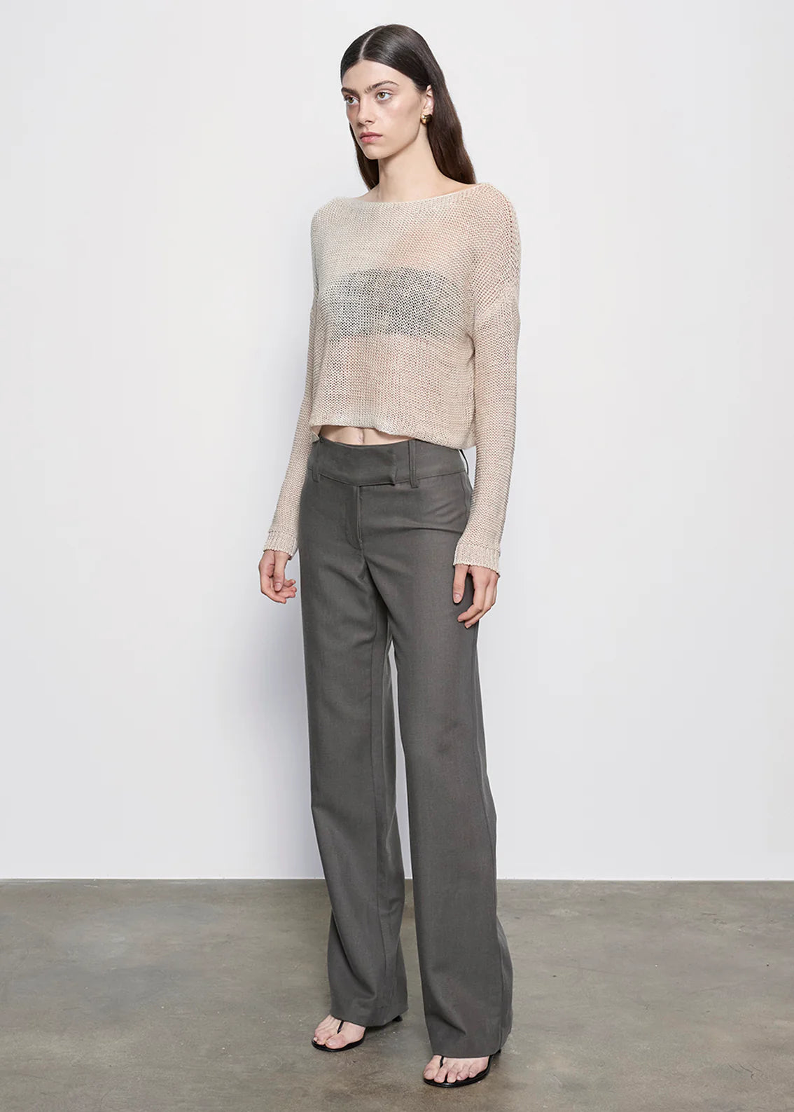 LINEN OPEN KNIT BATEAU SWEATER