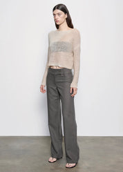 LINEN OPEN KNIT BATEAU SWEATER