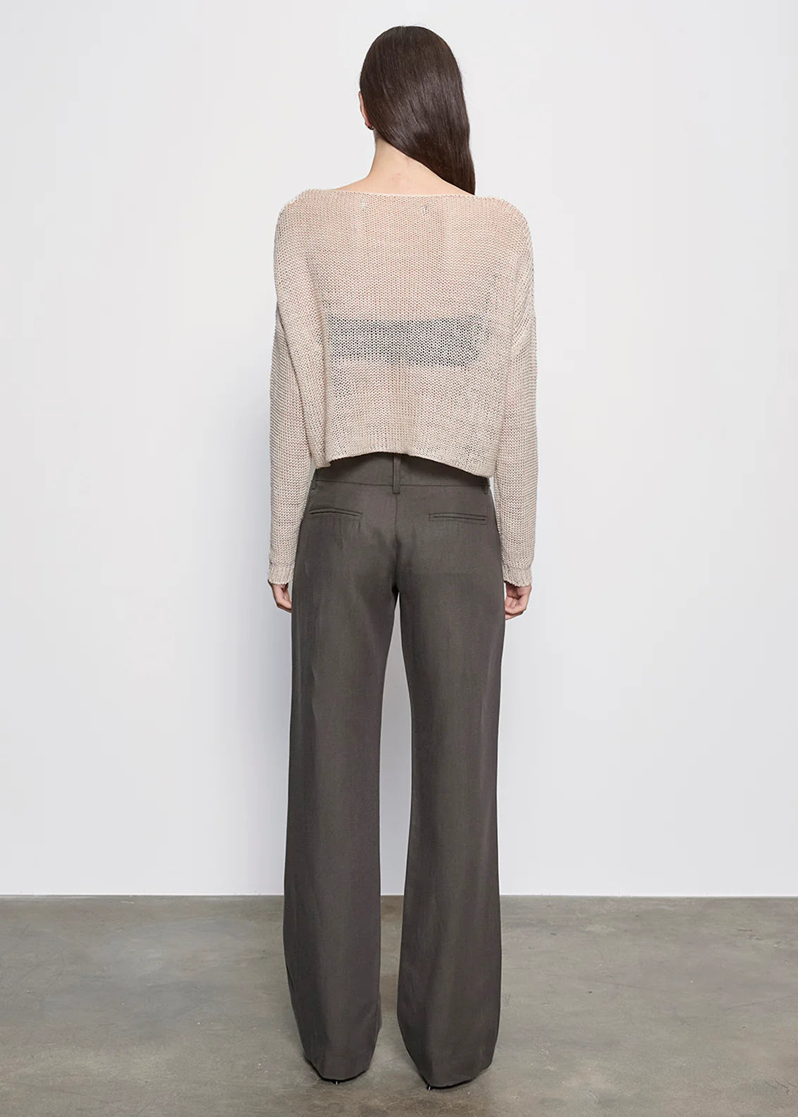 LINEN OPEN KNIT BATEAU SWEATER