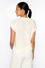 SEQUIN CAP SLEEVE CREW