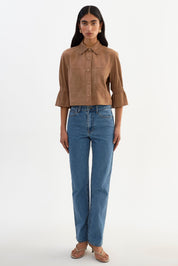 CAROLINA S | SUEDE RUFFLE SLEEVE JACKET