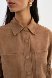 CAROLINA S | SUEDE RUFFLE SLEEVE JACKET