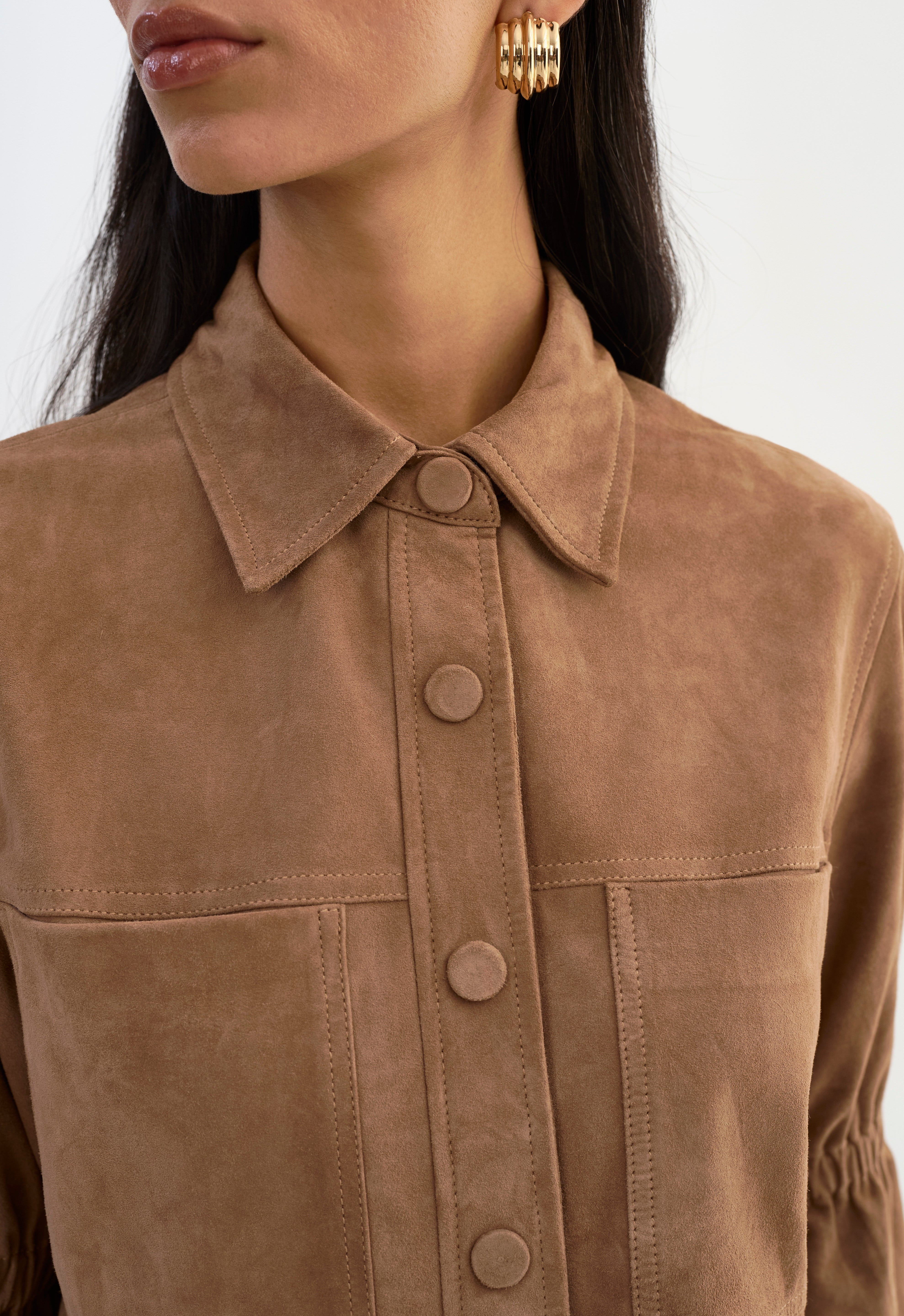 CAROLINA S | SUEDE RUFFLE SLEEVE JACKET