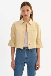 CAROLINA | LEATHER RUFFLE SLEEVE JACKET
